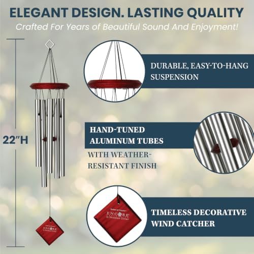 Woodstock Chimes Encore Collection, Chimes of Polaris, 22'' Silver Wind Chimes for Outdoor, Patio, Home or Garden Décor (DCS22) - Image 3