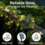 OMIKA 66FT 200LED Vine Fairy Lights Solar Powered, 19 Modes & Timer Ivy String Lights with Remote, Green Leaf Lights for Indoor Bedroom Classroom Office Wall Garden Party Wedding Decor (Warm White) - Image 6