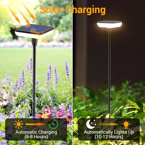 Solar Lights Outdoor Pathway 8 Pack IP65 Waterproof 31" Solar Garden Lights 2 Heights Adjustable Auto On/Off Lasting 12H for Walkway Patio Lawn Path Yard Plants Flower Beds Landscape Decor - Image 3