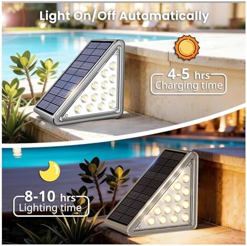JEJOT 16 Pack Solar Step Lights Outdoor Waterproof, Solar Stair Light,Gray - Image 6