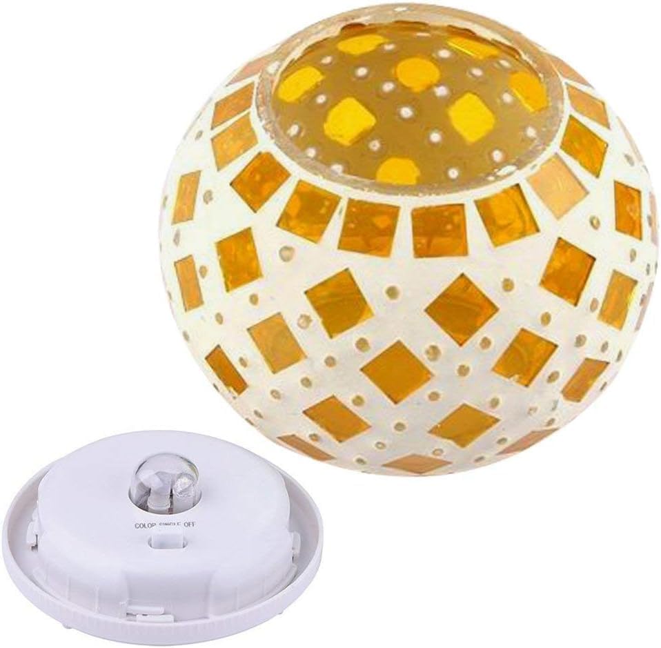 Solar Night Lights for, Mosaic Glass Ball Garden Lights, for Bedroom Party Garden Patio Yard Decoration Lighting Solar Outdoor Table Lamp (Yellow Square) - Image 5