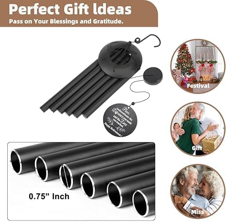 Retirement Gift for Woman Men, 32" Wind Chimes Retirement Gifts, Happy Retirement Gifts for Coworker Colleague Boss Teachers Nurses Friends, Going Away Gifts Retirement Decorations (Black) - Image 4