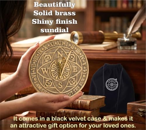 Solid Brass Sundial Clock for Garden Yard Outdoor | Handmade Shiny Brass Garden Sundial With Velvet Case Perfect for Beloved Ones | Home Decor Gift or Present Idea for Couples, Parents & Grandparents - Image 6