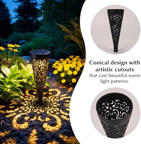 Hoikwo 4 Pack Hollow Out Solar Lights Outdoor Waterproof - Image 3