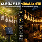 Solar String Lights Outdoor, 18Ft 10 LED Boho Rope Lights with Warm White Bulbs, Solar Powered Patio Lights with 8 Modes, Waterproof, for Garden Porch Decor (16, Warm White, 10m) - Image 3