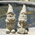 Garden Gnome with Mallet: Solid Durable Stone Statue with Vintage Texture. Sealed for Outdoors. Handcrafted USA. (Classic/White) - Image 3