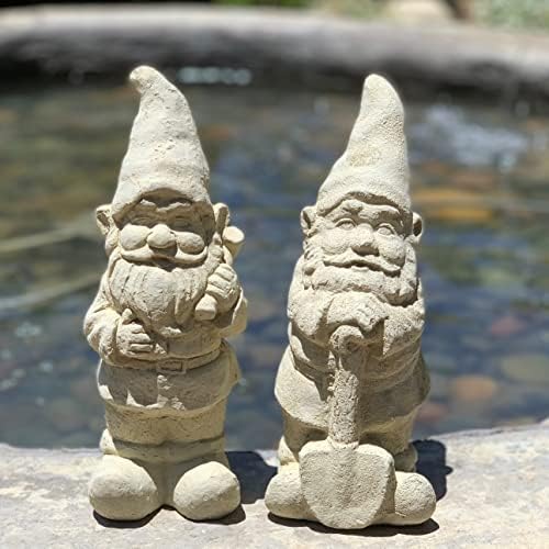Garden Gnome with Shroom: Solid Durable Stone Statue with Vintage Texture. Sealed for Outdoors. Handcrafted USA. (Classic/White) - Image 6
