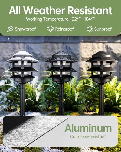 LITFIT 4Pack Low Voltage Pagoda Landscape Lighting, 12V Pathway Light Wired - Image 3