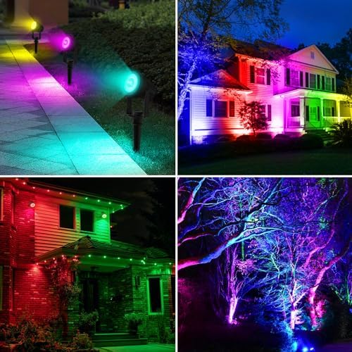 T-SUNUS RGB Solar Landscape Spotlights IP65 Waterproof 4-Pack Outdoor - Image 6