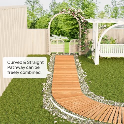 12FTx25'' W Wooden Garden Parhway Walkway Oversize Outdoor Roll Out Decorative Patio Path Pavers Flooring Non-Slip Surface Road Floor for Yard Lawn Vegetable Garden Wedding Party (Brown) - Image 6