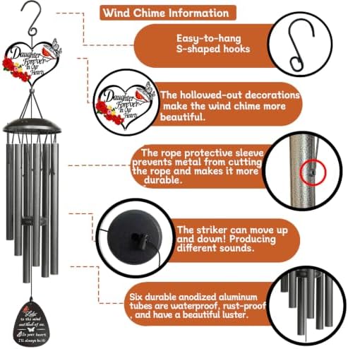 40" Sympathy Wind Chimes for Loss of Daughter, Memorial Gifts for Loss of Daughter, Outdoor Daughter Wind Chimes, Loss of Daughter Sympathy Gifts - Image 5