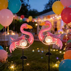 Pink Flamingo Lawn Light Garden Decor Solar Lights, for Yard Outdoor Decorations Ground Inserted Outdoor Waterproof Garden Lamp with Crackle Glass Ball LED (Warm White) - Image 4