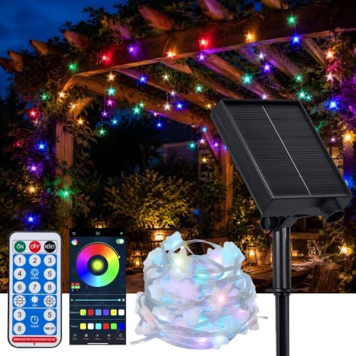 Solar Star String Lights, 33FT 66 LED RGB APP by Shinekom