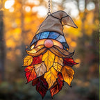 Maple Leaf Autumn Gnome Fall Acrylic Suncatcher - Image 3