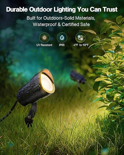 HIBOITEC 12W 2900K COB LED Low Voltage Landscape Spotlights, 36° True Spot Light Beam, ETL Listed, Outdoor Waterproof Wired Tree Uplights for Yard, Garden, House, Driveway, 2 Packs with Connectors - Image 4