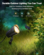 HIBOITEC 24 Packs Low Voltage Landscape Lights Kit with 400W Transformer, Dusk to Dawn & Timer, 12W 2900K Waterproof LED Outdoor Spotlights for Yard Garden Tree House Uplighting, Wire Sold Separately - Image 3
