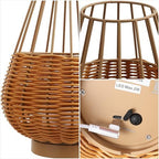 JONATHAN Y Elian 10" Faux Wicker Cordless Lamp, Light Brown, Set of 2 - Image 6