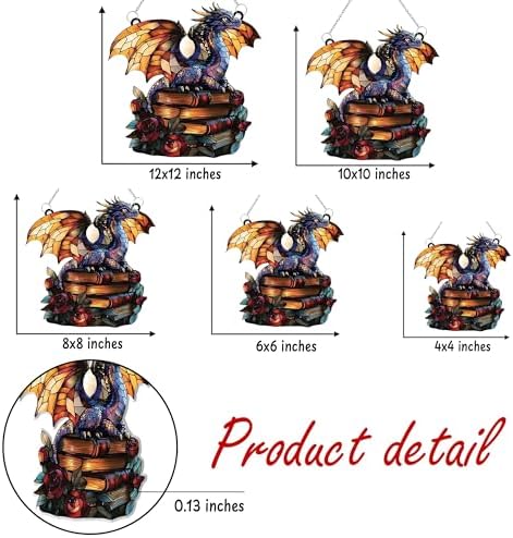 Book Dragon Bookish Acrylic Suncatcher Size 10 inches, Book Sun Catchers for Window Hanging, Bookish Gift for Readers Book Lovers Bookworm, Gift for Mother's Day, Women, Mom, Wife, Grandma - Image 3