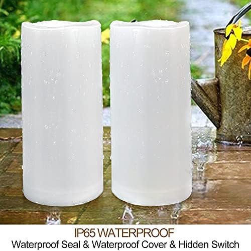 Pack of 2 Large White LED Candles Outdoor 4x10 - Unscented IP65 Waterproof Battery Powered Flameless LED Pillar Candles with Remote and Timer - Battery Operated Flameless Candles Flickering - Image 3