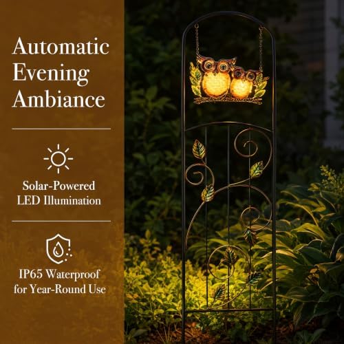Solar Owl Garden Trellis Metal Climbing Plant Stake - Image 3