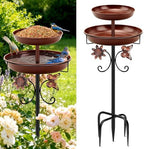 Daoeny Bird Bath for Outside, 42In Vintage Freestanding Birdbaths for Outdoors, Double Metal Bird Bath Feeder Bowls for Garden Patio Yard Lawn Decor, Upgraded 5-Pronged Base (Brown) by Daoeny