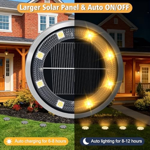12 Pack Solar Ground Lights Outdoor Waterproof Garden Lights for Yard Lawn - Image 4