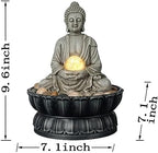 Kalona Tabletop Buddha Waterfall Fountain, Meditating Buddha Zen Fountain with LED Glass Orb, Relaxing Desk Water Feature for Home Office Decor(21127B) - Image 3