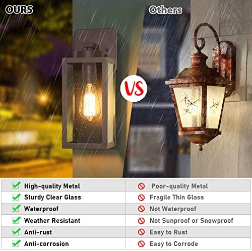 BesLowe Outdoor Wall Light Fixtures, Oil-Rubbed Bronze Wall Lanterns - Image 4