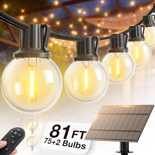 addlon 81FT(75+6) Solar String Lights Outdoor with 1FT Bulb Spacing by addlon