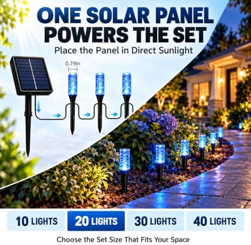 Solar Bubble Pathway Lights, 8 Modes Crystal Lights for Yard Walkway，C：30pc - Image 4