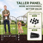 KIMAZO 32.5in (H) x 10ft (L) Tall Decorative Garden Fence - 7 Pack Garden Fencing, Rustproof Metal Wire Panel Border Animal Barrier for Dog, Flower Edging for Yard Landscape Patio Outdoor Decor - Image 2