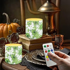 Flickering Flameless Candles with Remote and Timer Battery Operated Candles for St Patrick's Day Shamrocks LED Pillar Tea Lights for Patio Porch Banquet Home Decorations - Image 4
