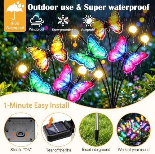 VOOKRY Solar Lights,Butterfly Firefly Swaying Realistic Fluttering Motion - Image 2