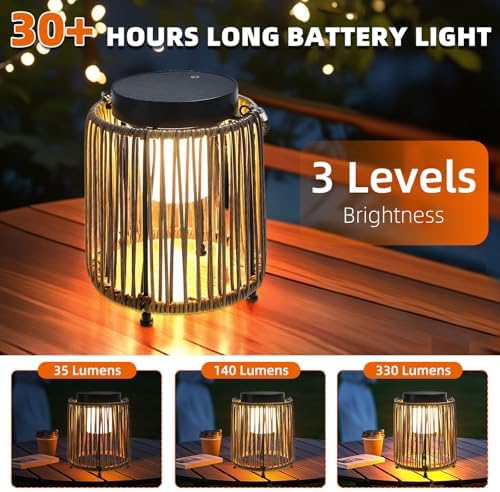 Outdoor Solar Lantern for Patio Waterproof, Rechargeable Table Lamp - Image 4