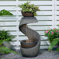 Outdoor Water Fountain with LED Lights, 31.9" Modern Resin Waterfall Fountain Outdoor, S-Shaped Garden Water Feature for Yard, Balcony, Home Decor, Patio Fountian and Waterfalls, Grey by Unknown