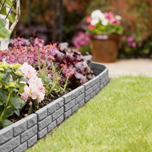 10 Pcs - Landscape Edging Faux Stone Garden Edging Border,17FT,7 in Tall Decorative Stone-Look Garden Border for Flower Bed Edging,Lawn,Landscaped Yard,Trees and Gardens,Grey - Image 5