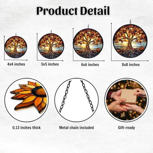 Autumn Tree of Life Acrylic Suncatcher - Image 2