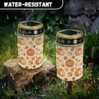Poceacles Solar Powered Flameless Candle Cemetery Votive Candles Waterproof Outdoor Memorial Solar Stake Lights Home Outdoor Decoration, Pumpkin Fall Leaf Beige, Set of 6 - Image 6