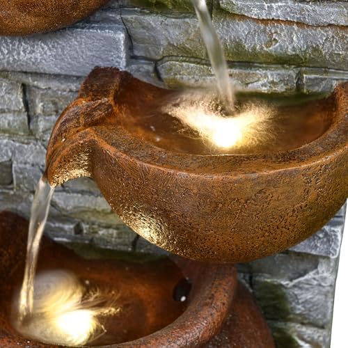 42.52" Outdoor Garden Water Fountain with Lights, 4 Tiers Water Feature - Image 6
