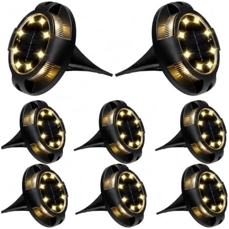Ground Lights, Solar Lights Outdoor Disk Underground Lamp(Warm Side-Warm,8Pcs) by Unknown