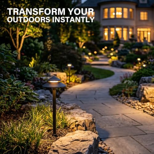 GOLDEN STAR Low Voltage Pathway Lights, 2W 70LM 12V Two-Tier Pagoda Landscape Lighting, 2700K Warm White Outdoor Walkway Garden Lights with Connectors and Stakes, 2 Pack 9128-21601-G02 - Image 3