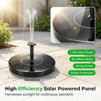 Solar Bird Bath Fountains, 2026 Upgrade 1.4W Solar Fountain Pump with 6 Nozzles, Free Standing Floating Solar Powered Water Fountain Pump for Bird Bath, Garden, Pond, Water Feature Outdoor (1, 5.1in) - Image 5