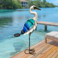 HONGLAND Solar Metal Crane Statue Garden Heron Sculpture, Glass Outdoor Heron Yard Art Coastal Ocean Bird Decor Lawn Ornament for Backyard Porch Patio Decor（24 Inch） by HONGLAND