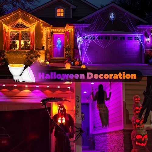 MR16 Orange & Purple LED Light Bulbs 12 Pack, 6W, GU5.3 Bi-Pin 12V, Non-Dimmable, 38° Beam, Halloween Party Lighting for Yard, Trees, Garden, Landscape - Image 2
