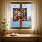 Gnome with Acorn Basket Stained Glass Suncatcher – Square Hanging Window Panel for Home or Greenhouse – Whimsical Glass Art Gift for Garden Lovers, Christmas, Halloween, Father Days hZKufe - Image 6