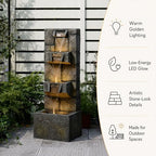 Bumilgar 32.28" H 4-Tier Indoor/Outdoor Modern Water Fountain with Led Lights and Pump, Outdoor Freestanding Cascading Waterfall - Suitable for Garden, Patio, Porch, Yard and Outdoor Decor - Image 6