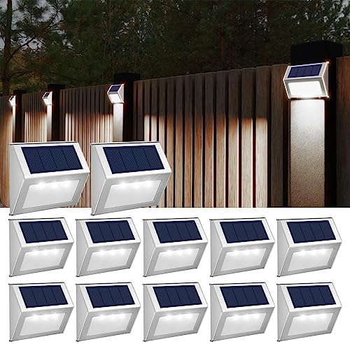 JSOT Solar Powered Lights Ideal for Step, Fence, Deck, Stair-Cool White-12P by JSOT
