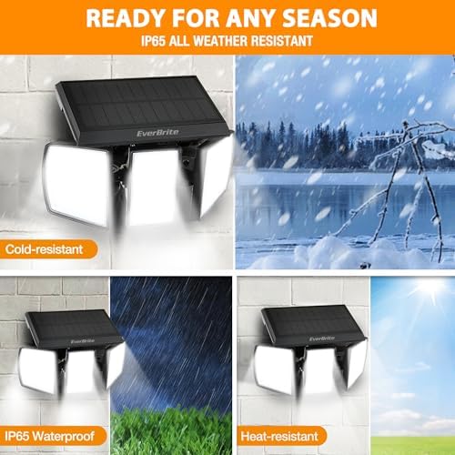 EverBrite 2PK Solar Motion Sensor Lights, 3 Heads, IP65 Waterproof Outdoor - Image 5