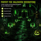 8 Pack Solar Halloween Lights Outdoor, Flickering Flame Skull Torches, Waterproof Purple Solar Lights for Yard, Spooky Skull Pathway Lights for Halloween Outdoor Decorations (Green) - Image 7