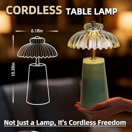 MJ PREMIER Battery Operated Lamp, Small Cordless Lamp with Timer, Green - Image 2